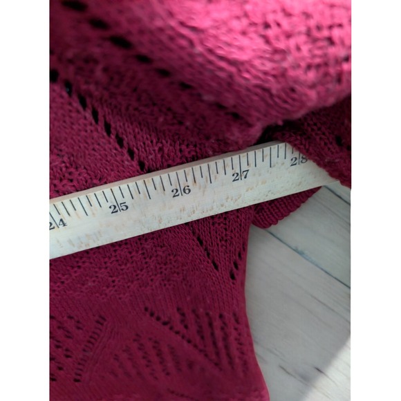 CJ Banks Plus Size 4X Open Front Kimono‎ Cardigan Duster Sweater Berry Red Knit - Picture 5 of 7